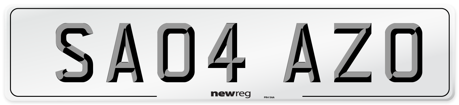 SA04 AZO Number Plate from New Reg